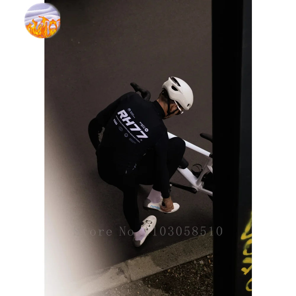 RH77 Winter LongSleeves Cycling Jersey Winter Thermal Fleece Cycling Clothing Man Bike Jersey MTB Road Bike Jacket Bicycle Shirt