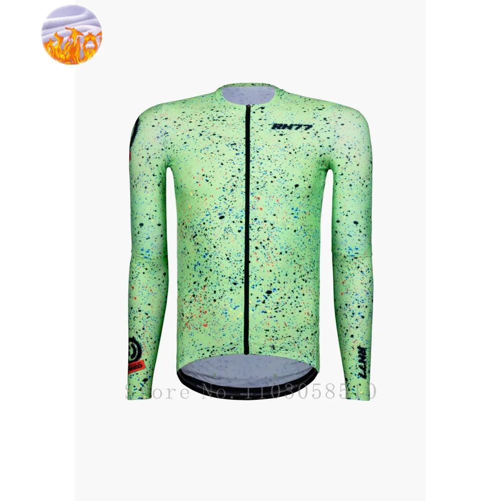 RH77 Winter Cycling Warm Jacket Men Long Sleeve Fleece Jersey Motorcycle Mtb Road Below zero to keep warm Bike Clothing Ciclismo