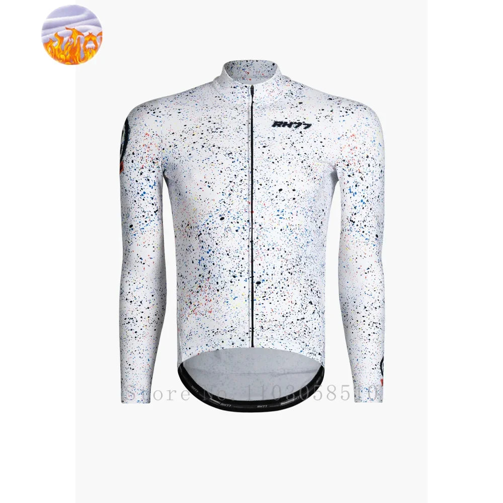 RH77 Winter Cycling Warm Jacket Men Long Sleeve Fleece Jersey Motorcycle Mtb Road Below zero to keep warm Bike Clothing Ciclismo