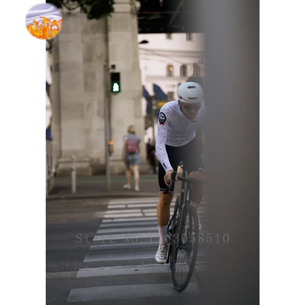 RH77 Winter Cycling Warm Jacket Men Long Sleeve Fleece Jersey Motorcycle Mtb Road Below zero to keep warm Bike Clothing Ciclismo