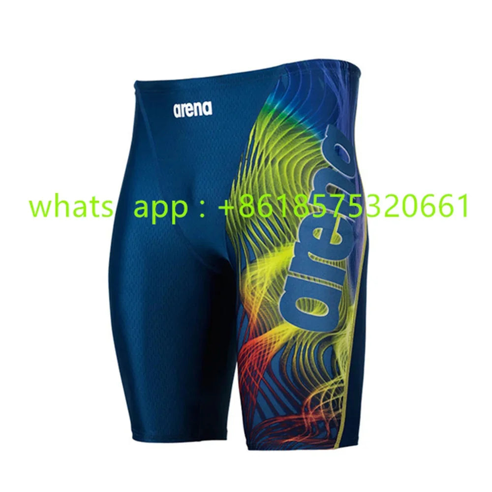 New Men's Swim Jammer Swimsuit Beach Tights Shorts Athletic Training Swimwear Swimming Trunks Bathing Suit Diving Surfing Pants