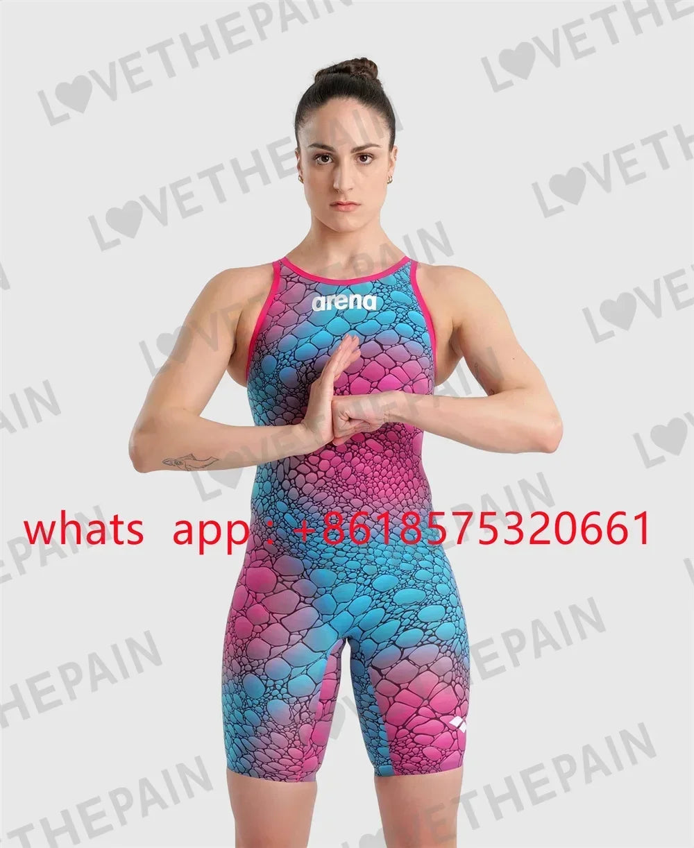 Women’s Open-back One-piece Competition Swimsuit Training Racing Swimmers Tech Suit F1 Swimwear Suit Triathlon Sports Swimwear