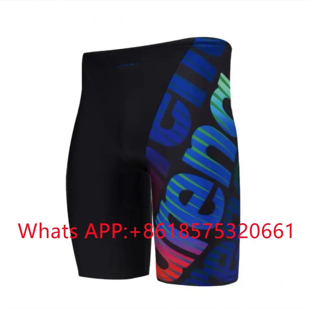 New Men's Swim Jammer Swimsuit Beach Tights Shorts Athletic Training Swimwear Swimming Trunks Bathing Suit Diving Surfing Pants