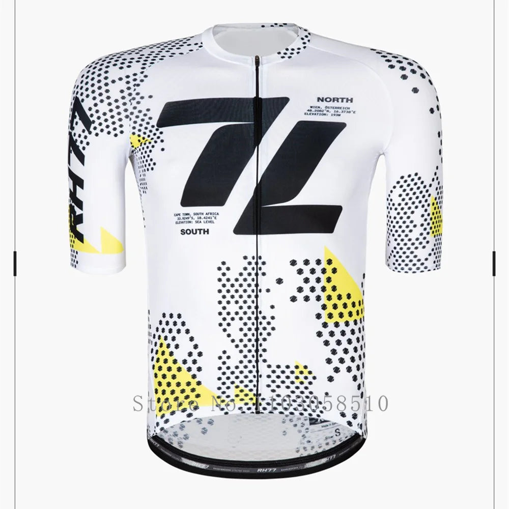 RH77 High Quality Cycling Jersey Men Short Sleeve Bicycle Jersey Breathable Quick Dry MTB Road Cycling Clothing Bike Shirts