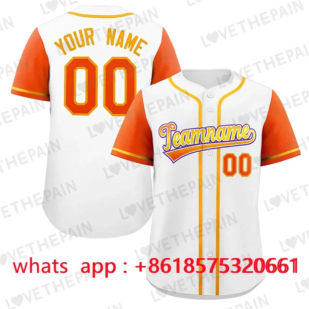 Personalization Custom Baseball Jersey Print Team Shirt Personal Name Number Hip Hop Sportswear Baseball T-shirt Men/Women/Kids