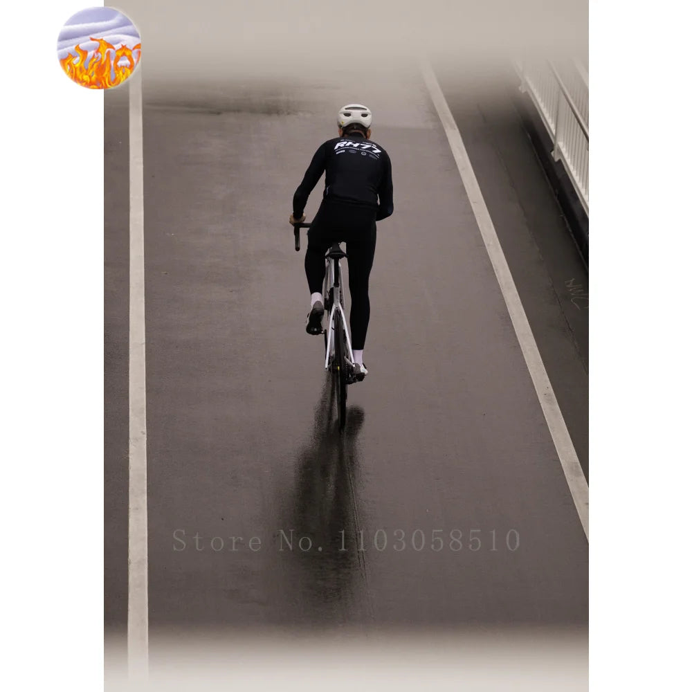 RH77 Winter LongSleeves Cycling Jersey Winter Thermal Fleece Cycling Clothing Man Bike Jersey MTB Road Bike Jacket Bicycle Shirt