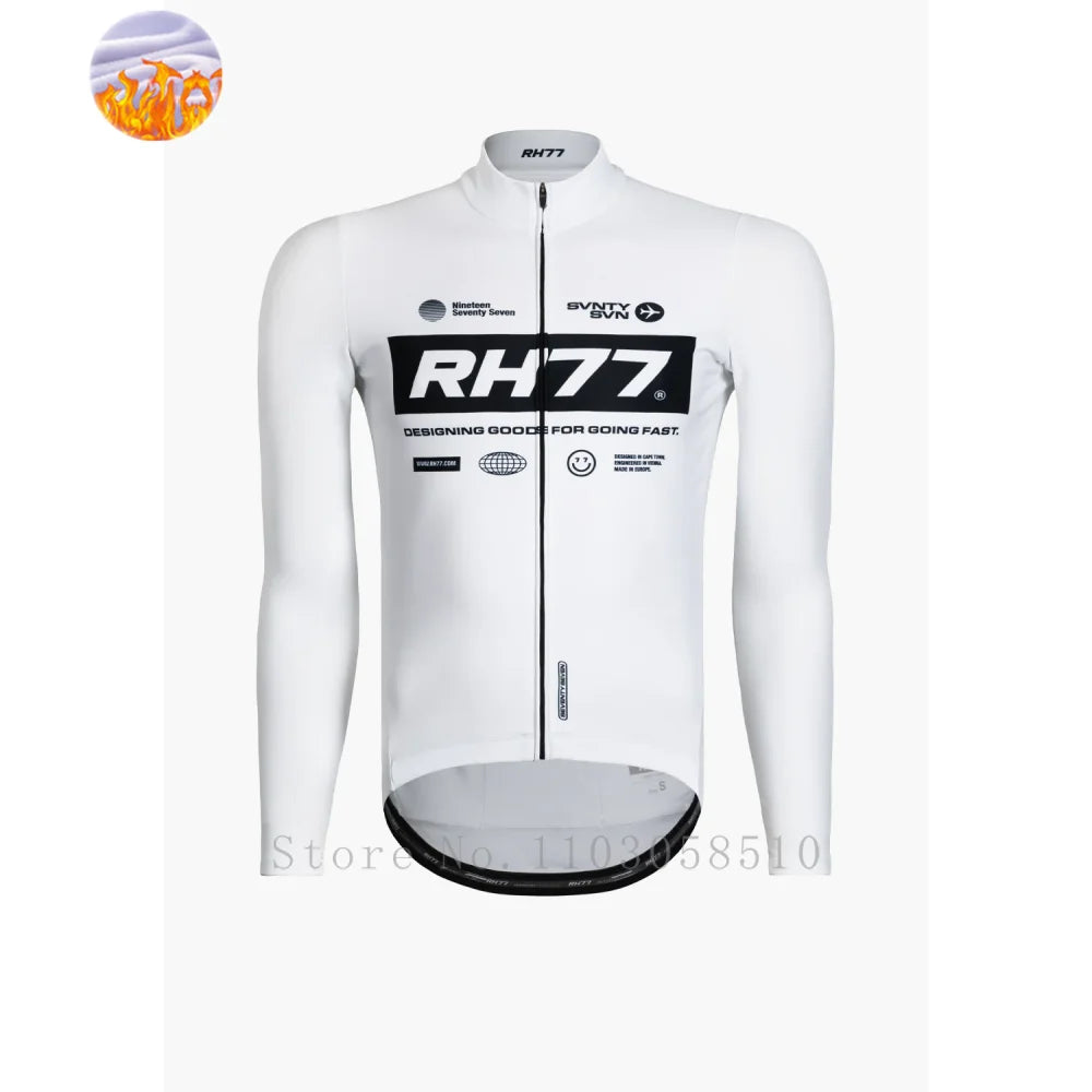 RH77 Winter LongSleeves Cycling Jersey Winter Thermal Fleece Cycling Clothing Man Bike Jersey MTB Road Bike Jacket Bicycle Shirt