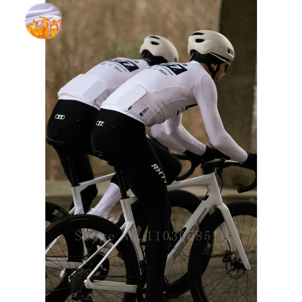 RH77 Winter LongSleeves Cycling Jersey Winter Thermal Fleece Cycling Clothing Man Bike Jersey MTB Road Bike Jacket Bicycle Shirt