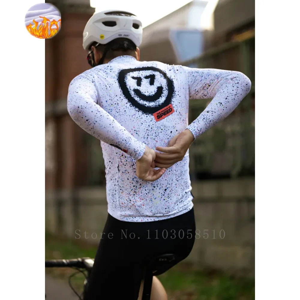 RH77 Winter Cycling Warm Jacket Men Long Sleeve Fleece Jersey Motorcycle Mtb Road Below zero to keep warm Bike Clothing Ciclismo