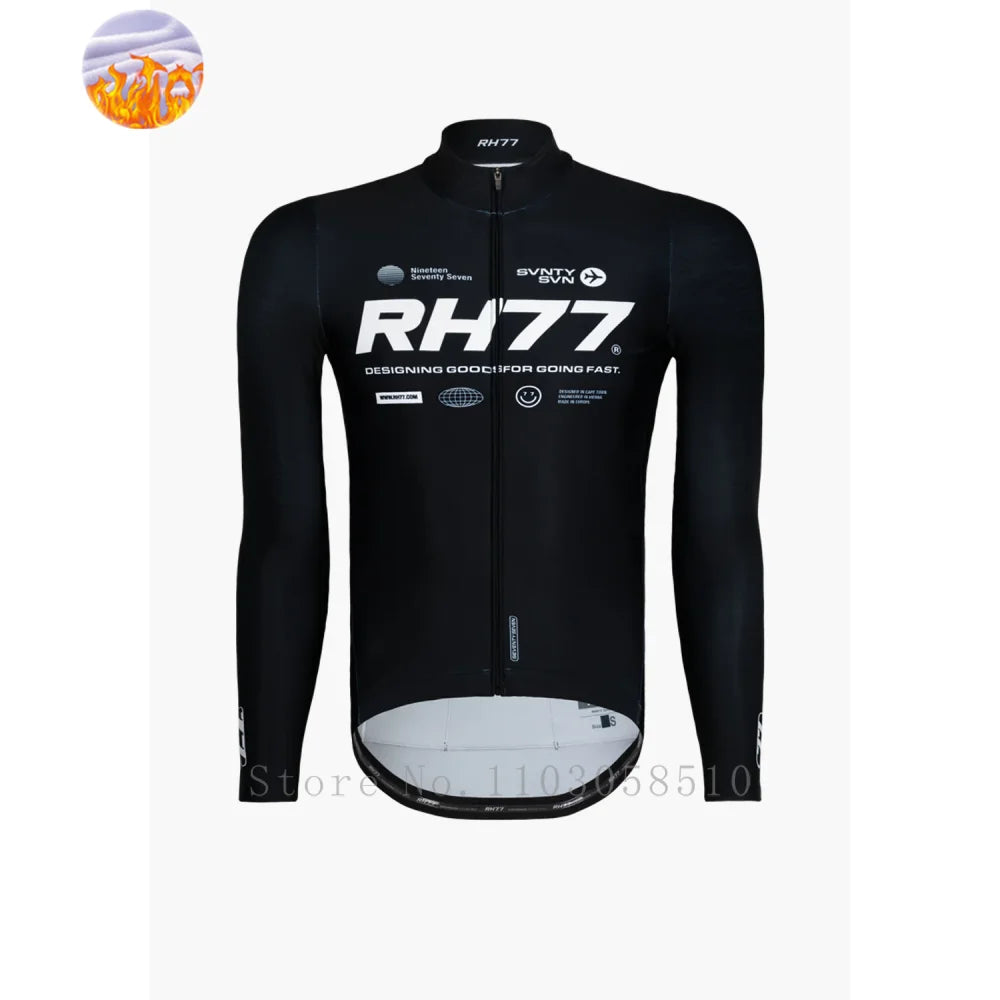 RH77 Winter LongSleeves Cycling Jersey Winter Thermal Fleece Cycling Clothing Man Bike Jersey MTB Road Bike Jacket Bicycle Shirt