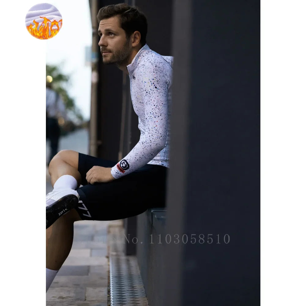 RH77 Winter Cycling Warm Jacket Men Long Sleeve Fleece Jersey Motorcycle Mtb Road Below zero to keep warm Bike Clothing Ciclismo