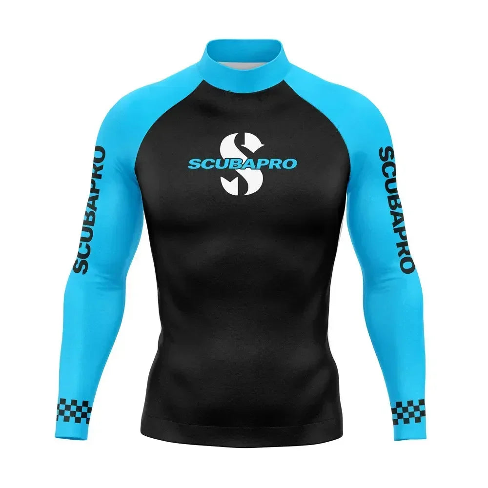 Mens Long Sleeve Rashguard Upf 50 Sun Protection Surf Shirt Quick Dry Breathable Swimming Tight T-shirt Summer 2025 Gym Clothes
